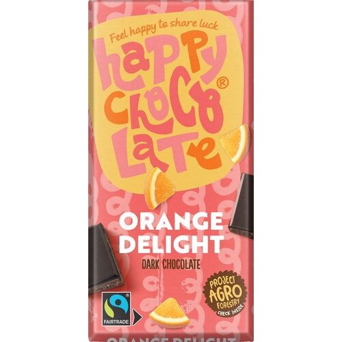 Happy Chocolate Pure chocolade 72% sinaasappel - Glutenvrij Happy Chocolate Pure chocolade 72% sinaasappel - Glutenvrij