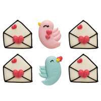 Suikerdecoratie Liefdesbrief 2,5-3cm 6st. - Glutenvrij