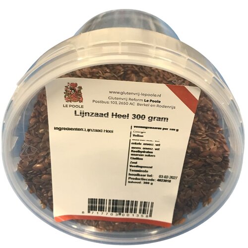 Lijnzaad Heel 300 gram - Glutenvrij Lijnzaad Heel 300 gram - Glutenvrij