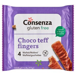 Consenza Choco Teff Fingers 4 Stuks - Glutenvrij