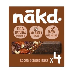 Nakd Cocoa Delight Bar 4-pack THT 25-05-2026 -  Glutenvrij