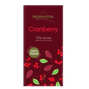 Bonvita 72% Pure Chocolade Cranberry Biologisch - Glutenvrij