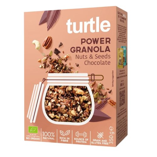 Turtle Power Granola Nuts & Seeds Chocolate - Glutenvrij Turtle Power Granola Nuts & Seeds Chocolate - Glutenvrij