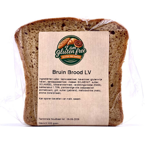 I am Gluten Free Gesneden Bruin Brood  600 gram - Gluten & Lactosevrij