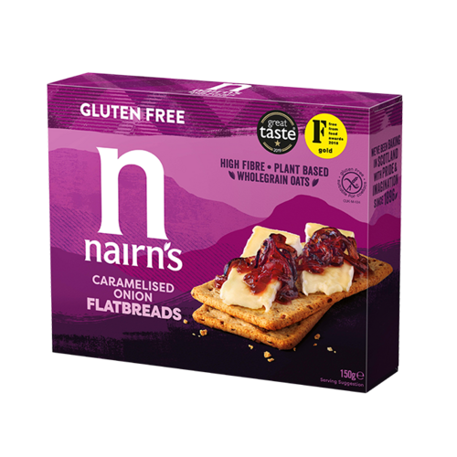 Nairn's Flatbreads Caramelised Onion THT 21-08-2026 - Glutenvrij Nairn's Flatbreads Caramelised Onion THT 21-08-2026 - Glutenvrij