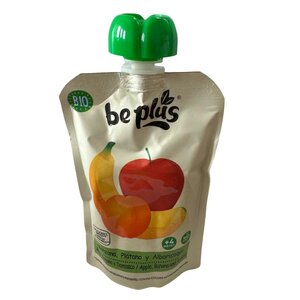 BePlus Knijpfruit Appel, Banaan & Abrikoos Biologisch - Glutenvrij