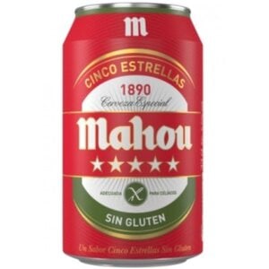 Mahou Cinco Estrellas Lager bier 5,5% 33cl - Glutenvrij Mahou Cinco Estrellas Lager bier 5,5% 33cl - Glutenvrij