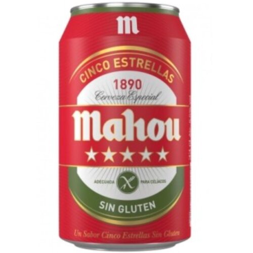 Mahou Cinco Estrellas Lager bier 5,5% 33cl - Glutenvrij Mahou Cinco Estrellas Lager bier 5,5% 33cl - Glutenvrij