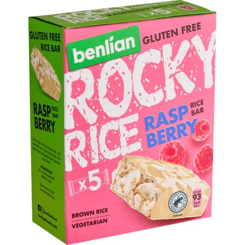 Benlian Rocky Rice Raspberry Bar Doos  5 stuks - Glutenvrij