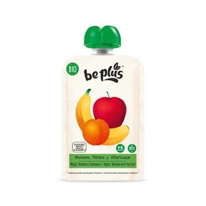 BePlus Knijpfruit Appel, Banaan & Abrikoos Biologisch - Glutenvrij