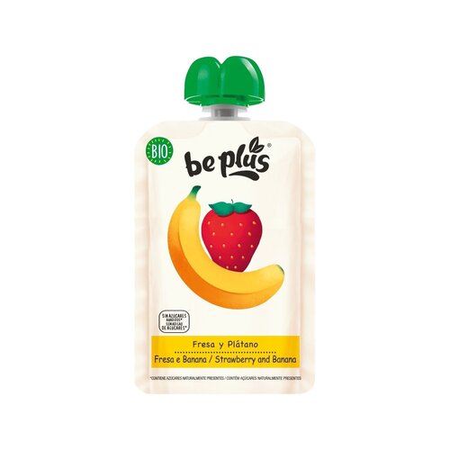 BePlus Knijpfruit Aardbei & Banaan Biologisch - Glutenvrij BePlus Knijpfruit Aardbei & Banaan Biologisch - Glutenvrij