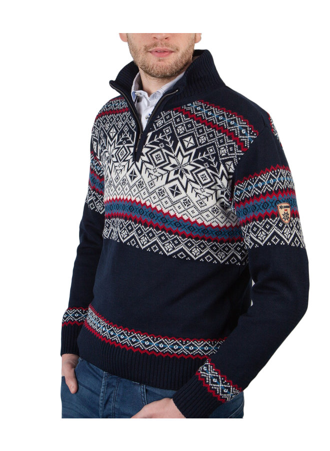 Kama ® Heren pullover Merino Nordic, donkerblauw
