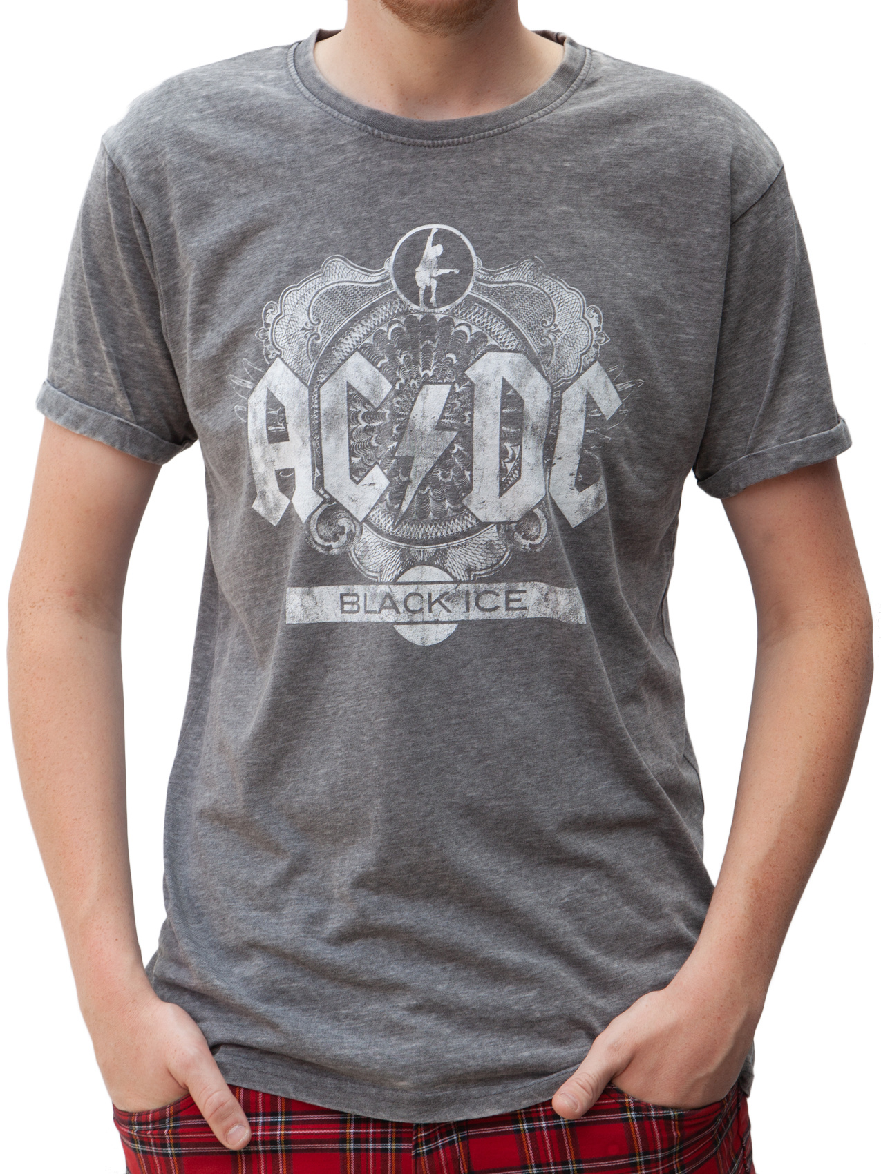 haj sælger klo Rockstarz T-shirt AC / DC "Black Ice" Grey