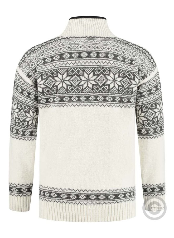 Pull norvégien au design Setesdals en 100% pure laine, blanc cassé
