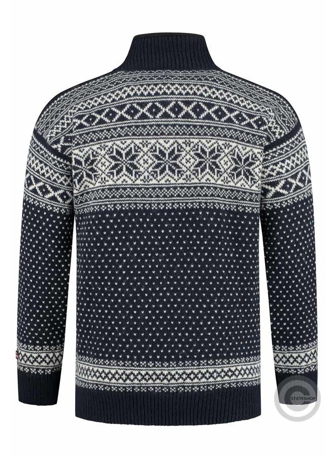 Pullover aus 100% reiner norwegischer Schurwolle, dunkelblau