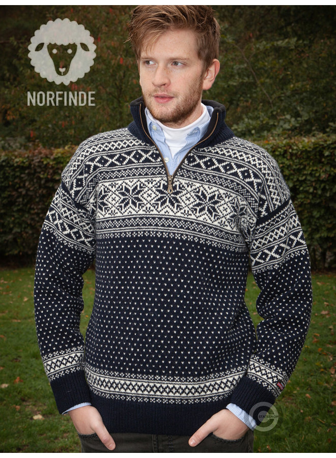 Pullover aus 100% reiner norwegischer Schurwolle, dunkelblau