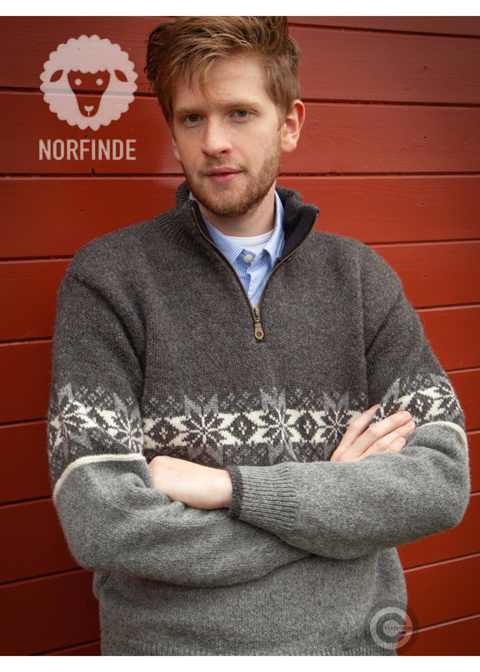 Norfinde Trui van 100% pure nieuwe Noorse wol, grijs