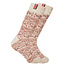 Norfinde Norwegische Wollsocken mit einer kleinen gewebten norwegischen Flagge, Natur / Rot