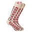 Norfinde Chaussettes en laine norvégienne avec petit drapeau danois tissé, nature / rouge