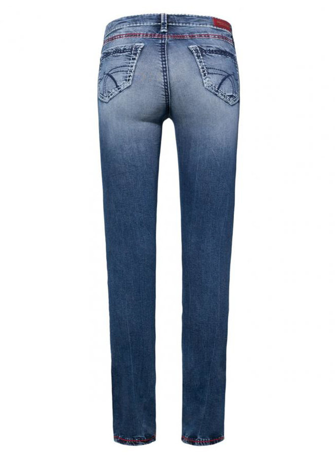 Soccx ® jeans met rechte pijpen en used look