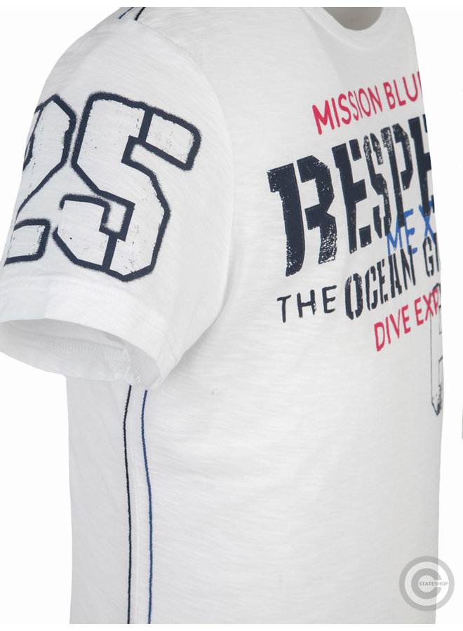 Camp David ® T-Shirt aus Flammgarn „Mission Blue“ weiß