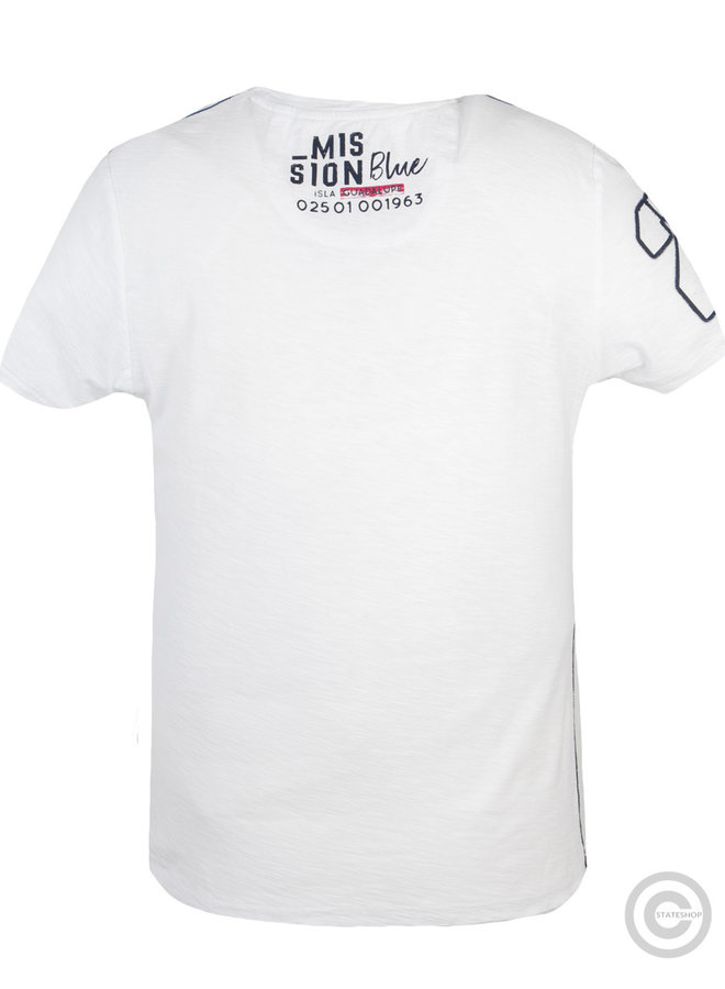 T-shirt Camp David ® en fil flamme "Mission Blue" blanc