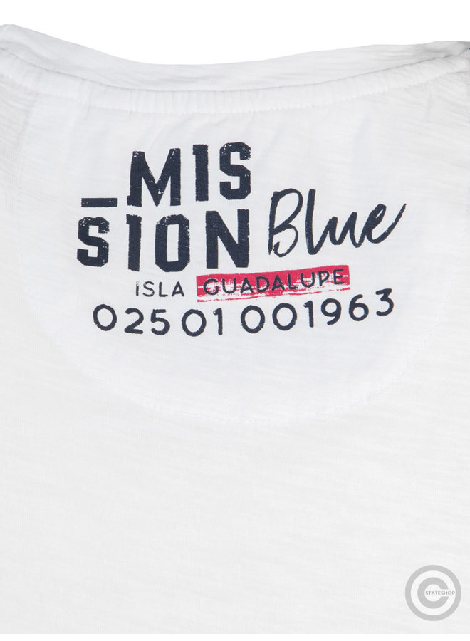 Camp David ® T-Shirt aus Flammgarn „Mission Blue“ weiß