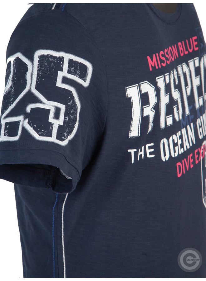 Camp David ® T-shirt made of flame yarn "Mission Blue" Navy