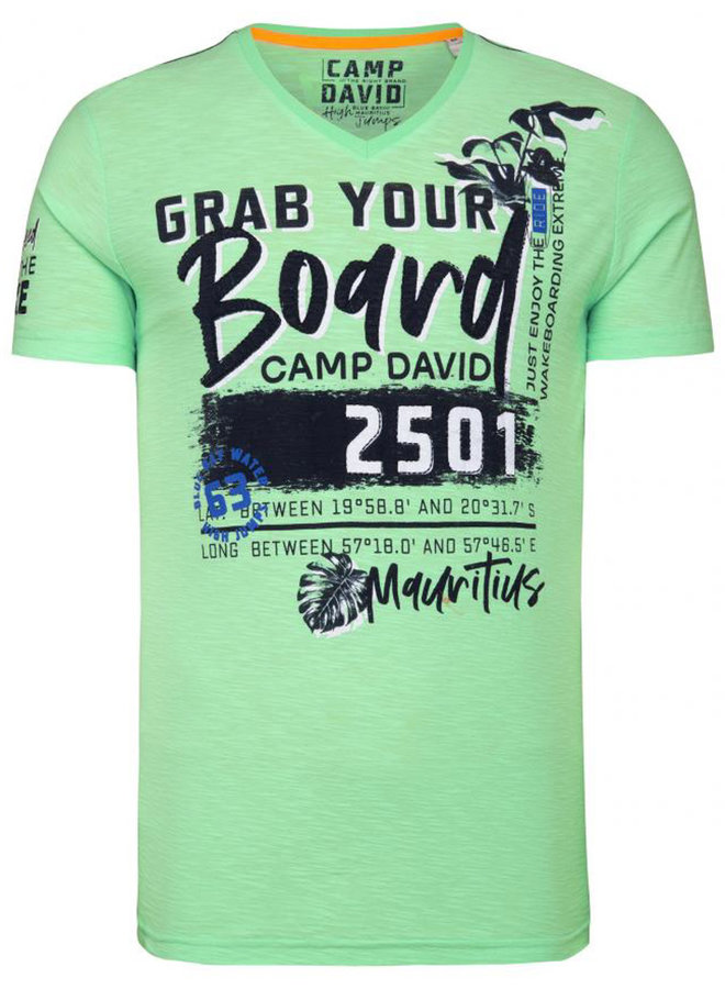 T-shirt Camp David ® avec col en V et illustration, kiwi