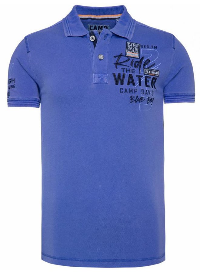 Camp David ® pique polo shirt with washed effect and artwork