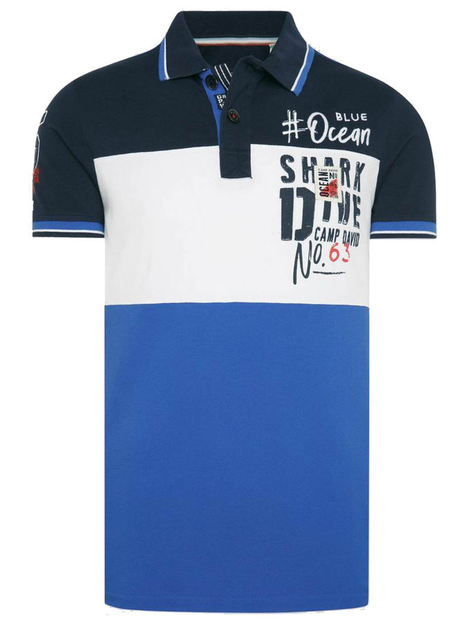 Color Block "Shark Diving" Polo Shirt