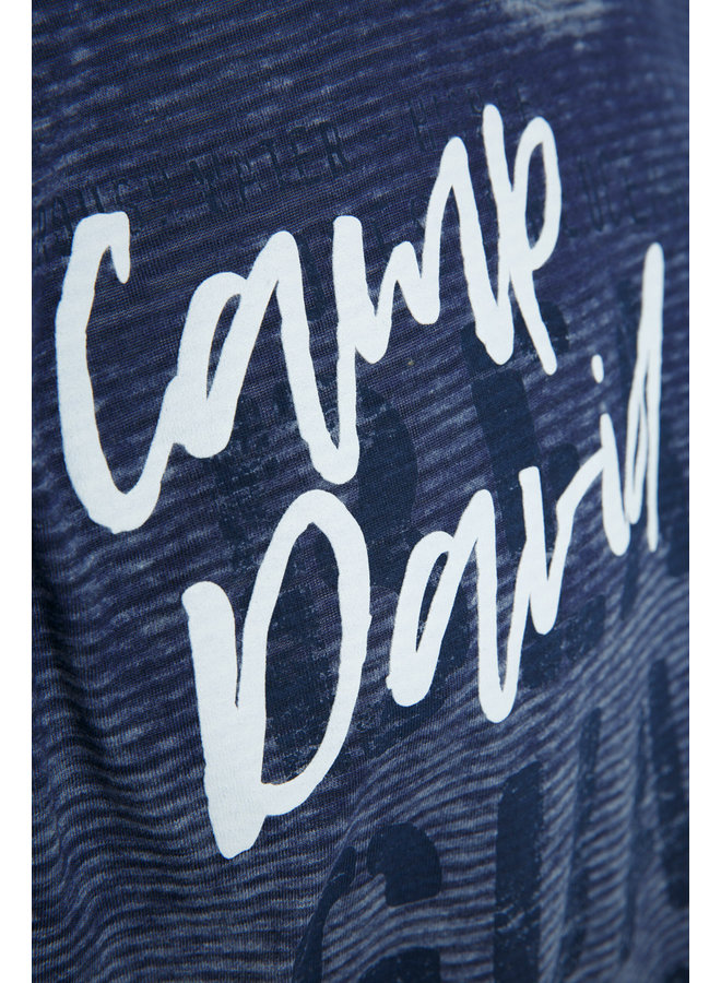 Camp David, gestreept T-shirt met burnouts en pofprint