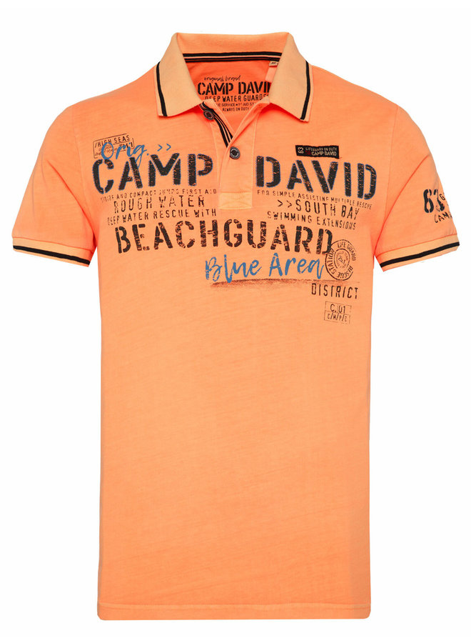 Camp David, polo with logo prints and tricot collar