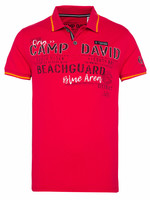 Camp David  Polo met logoprint en tricot kraag