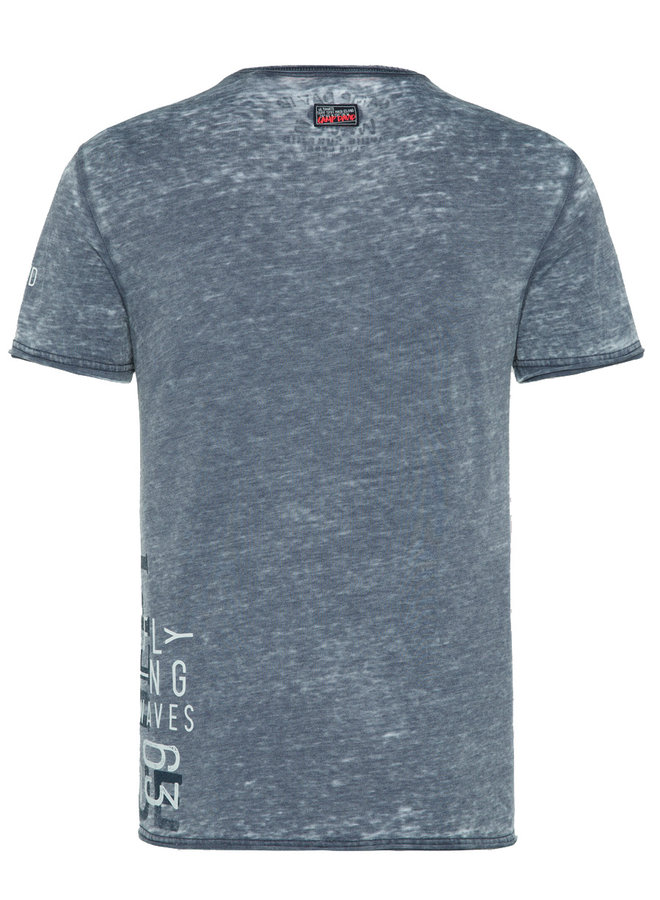 Camp David, T-shirt Henley avec effets burnout et imprimés