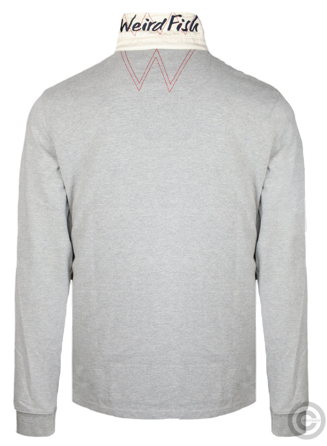 Weirdfish Langarm Rugby Shirt, Grey Marl