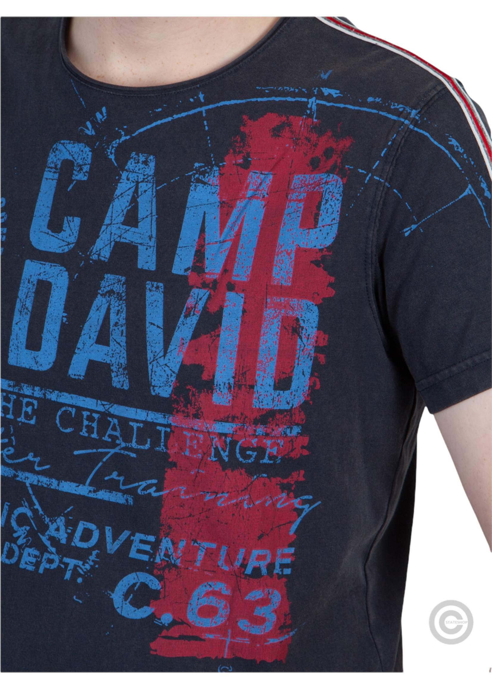 Camp David  Camp David, t-shirt in vintage look met labelprint