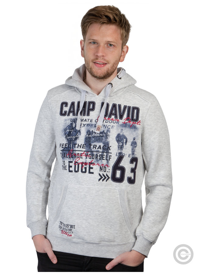 Camp David, melange white hoodie sweatshirt with photo print