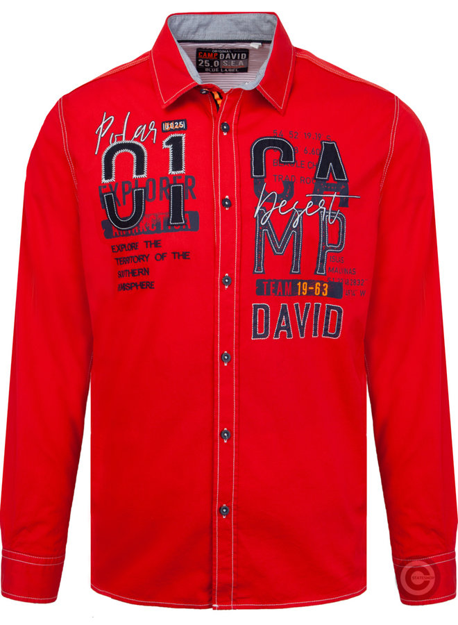 Chemise à manches longues Camp David ® "Polar Ocean" rouge