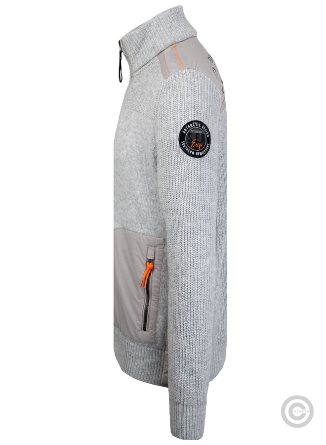 Camp David ® Cardigan with detachable hood "Polar Ocean" gray melange