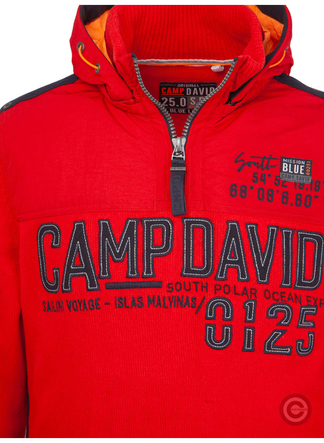Camp David ® Pullover mit abnehmbarer Kapuze "Polar Ocean" rot