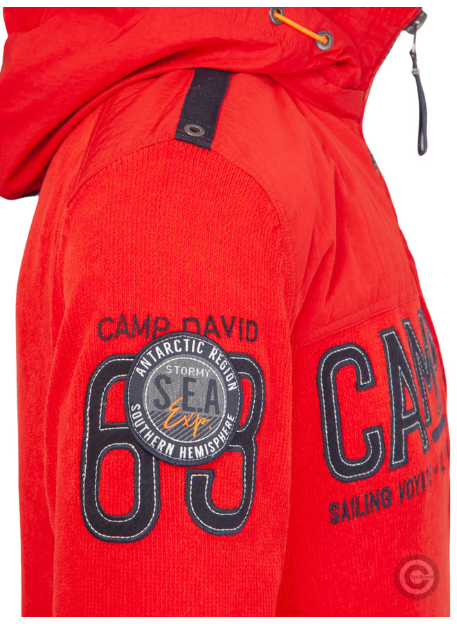 Camp David ® Pullover met afneembare capuchon "Polar Ocean" rood