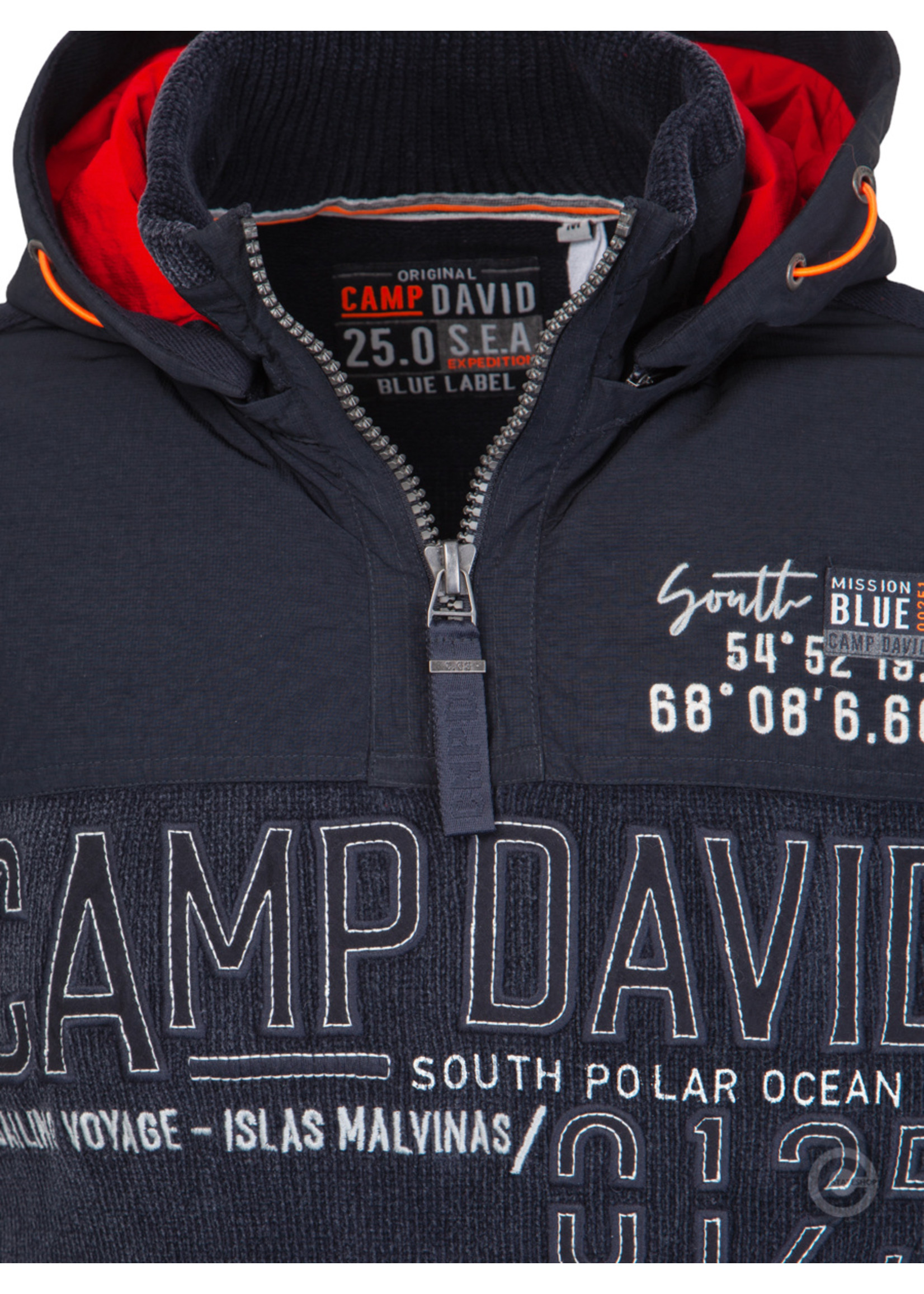 Camp David  Camp David ® Pullover mit abnehmbarer Kapuze "Polar Ocean" dunkelblau