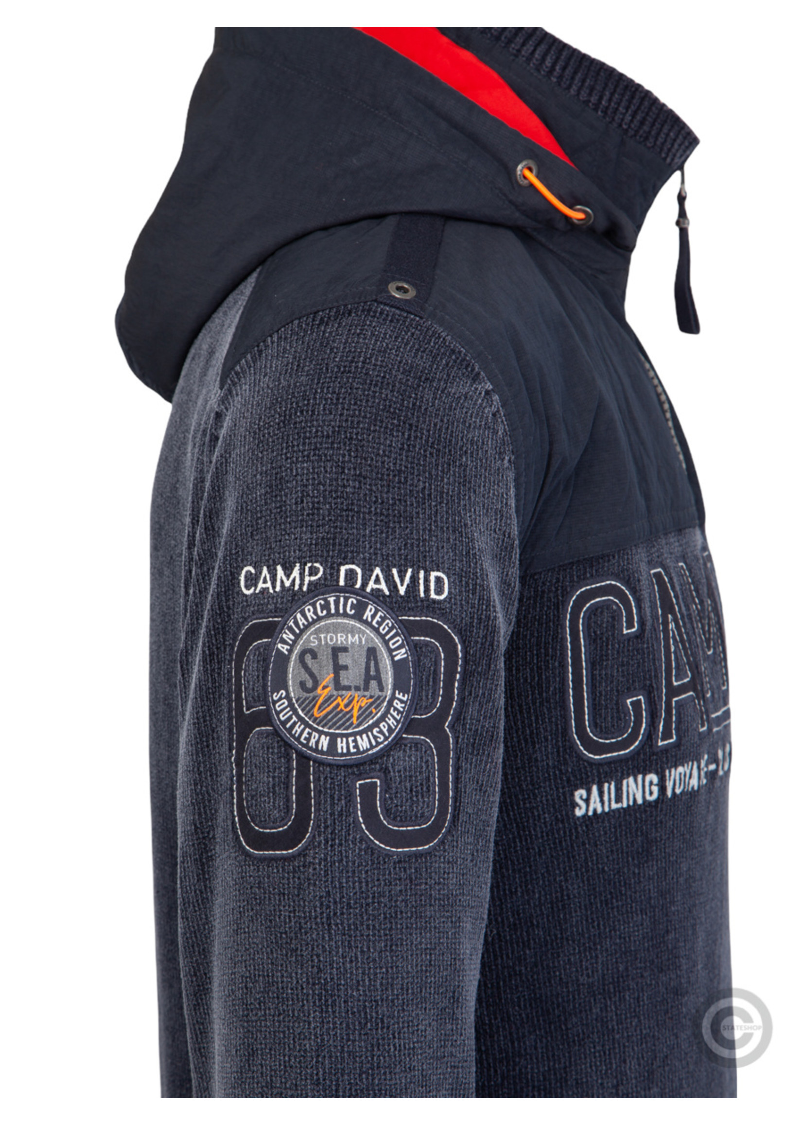 Camp David ® Pullover with detachable hood "Polar Ocean" blue - Stateshop  Fashion