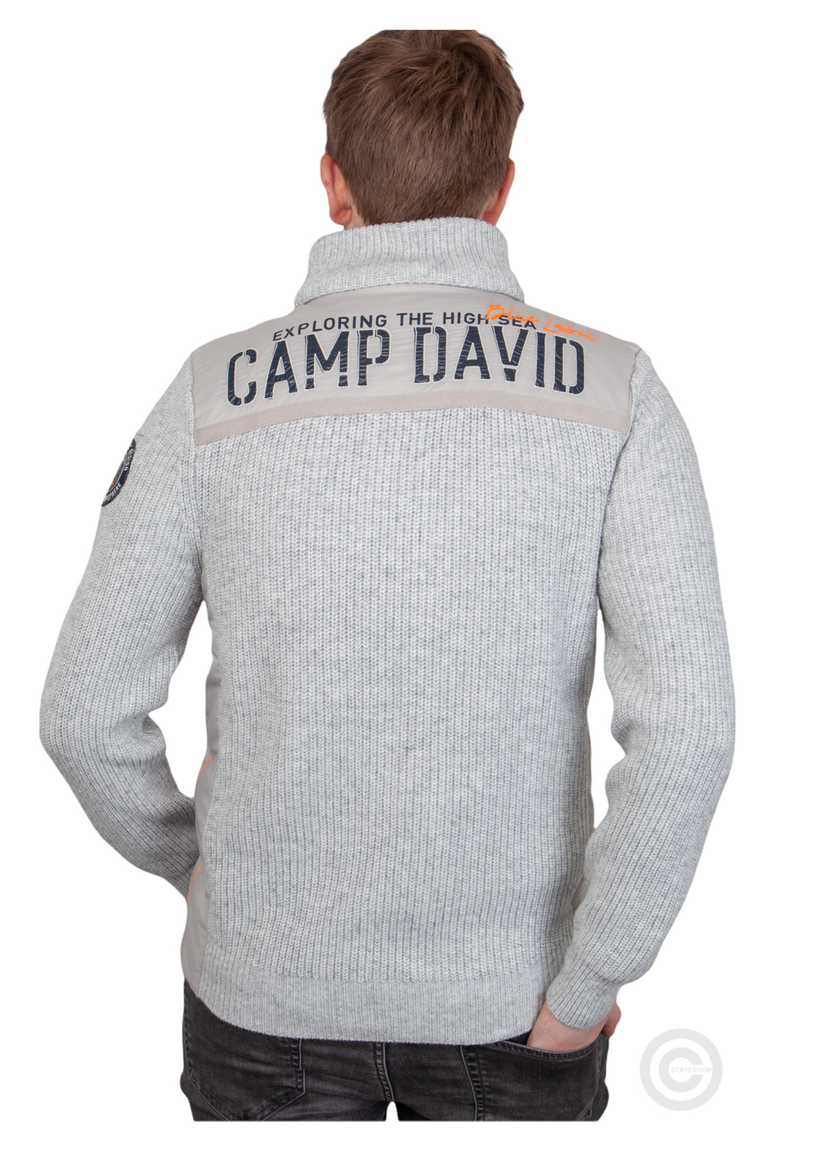 Camp David  Camp David ® Cardigan mit abnehmbarer Kapuze "Polar Ocean" grau meliert