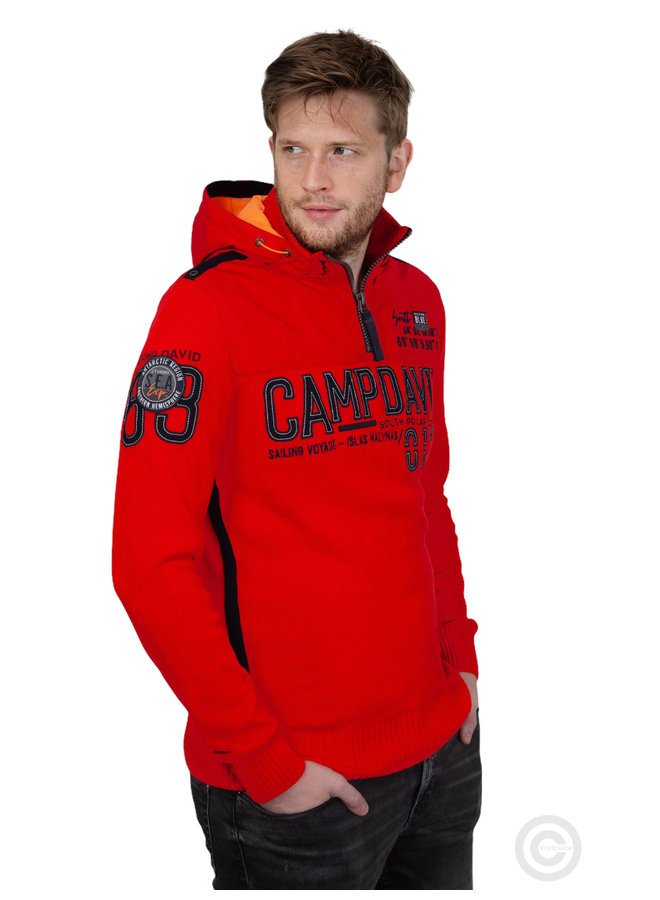 Pull Camp David ® avec capuche amovible "Polar Ocean" rouge