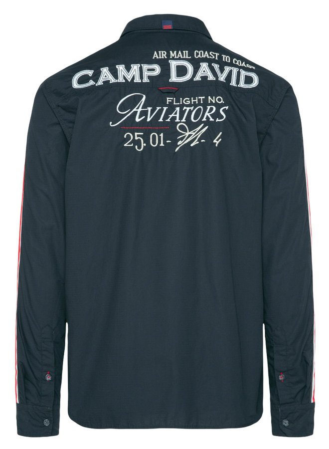 Camp David, shirt with stripe tapes and back artwork black