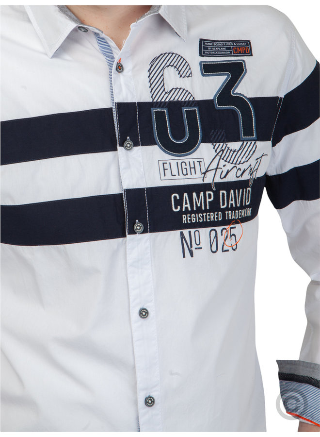 Chemise Camp David ® avec motif à rayures et illustration dans le dos