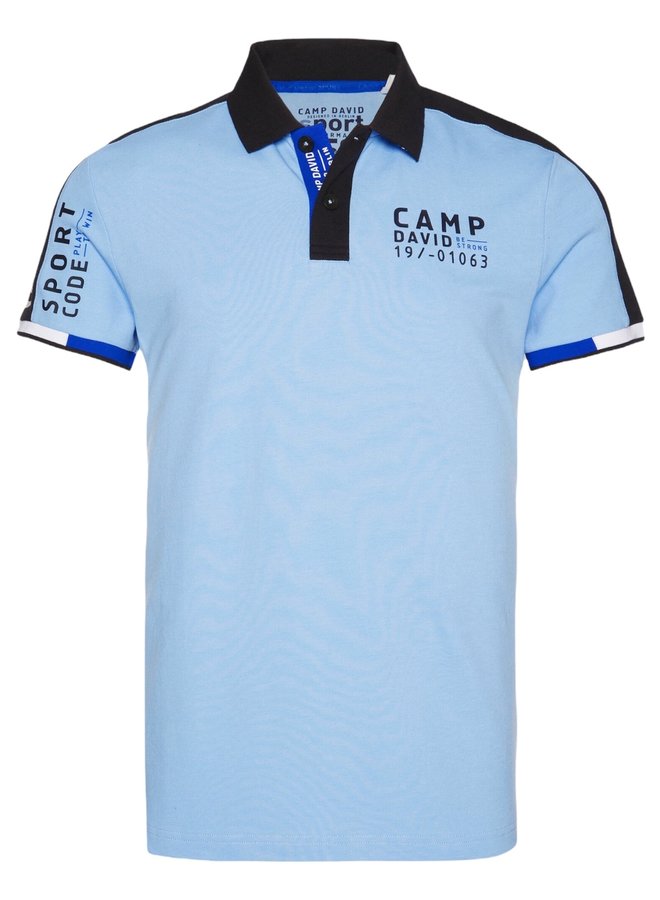 Pique polo with color details and logo prints