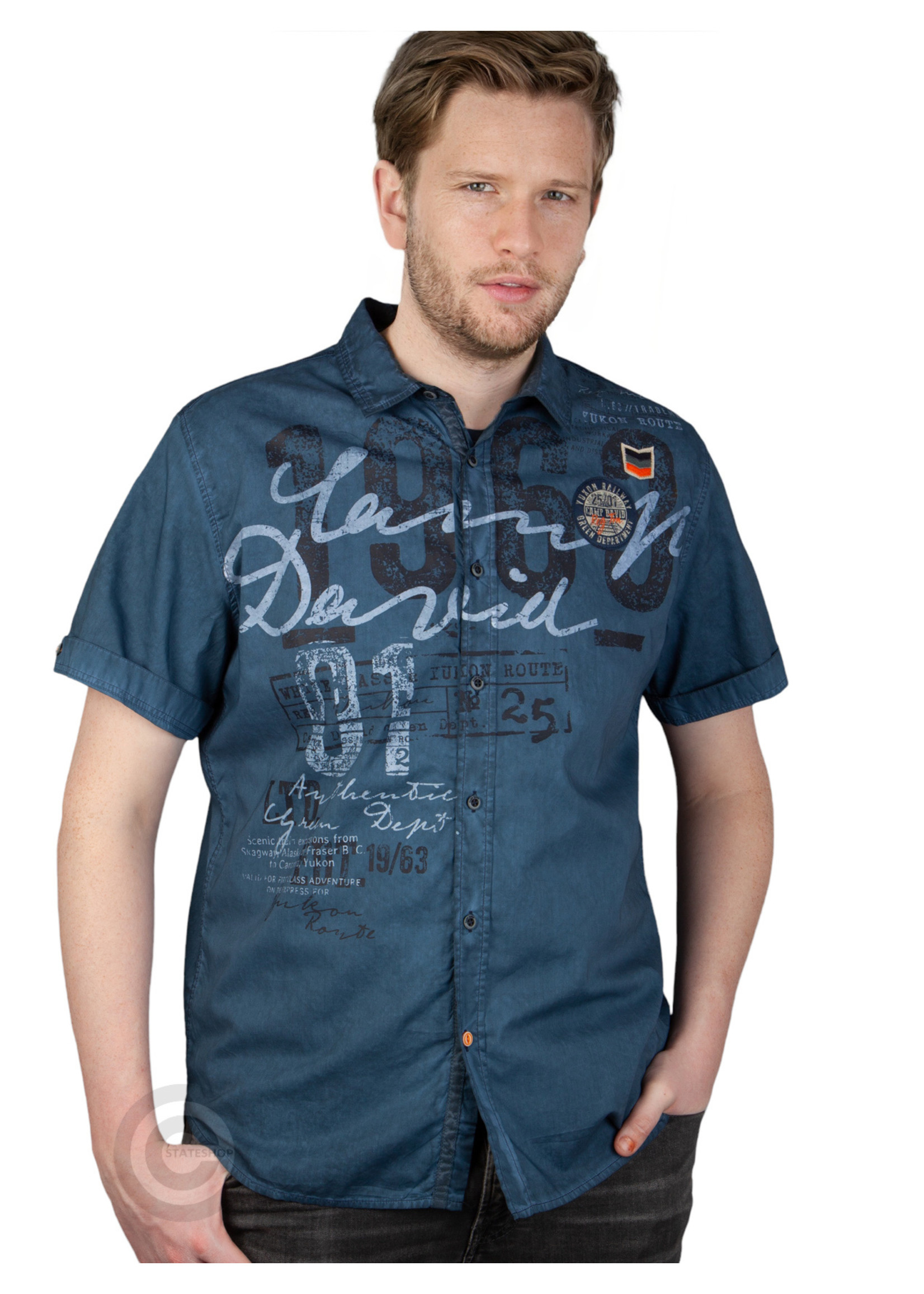 Camp David  Camp David ® shirt met korte mouwen met used-look en labelprint